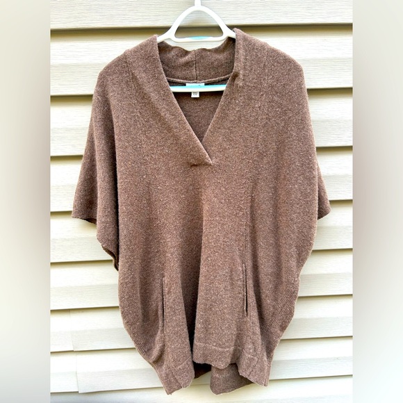 purejill Sweaters - PureJill S/M mocha wool blend pullover poncho sweater Lagenlook minimalist